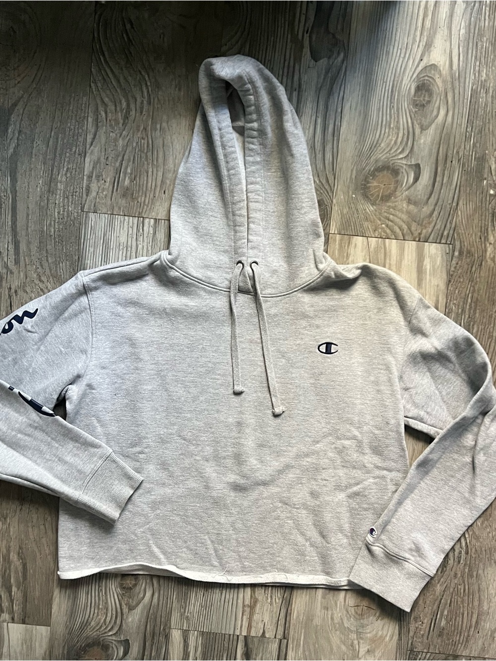 Champion Gray Women's Cropped Cowl Hoodie Sweatshirt